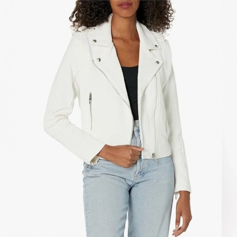 BlankNYC White Life Changer Moto Jacket Textured Mesh Panel Biker XS